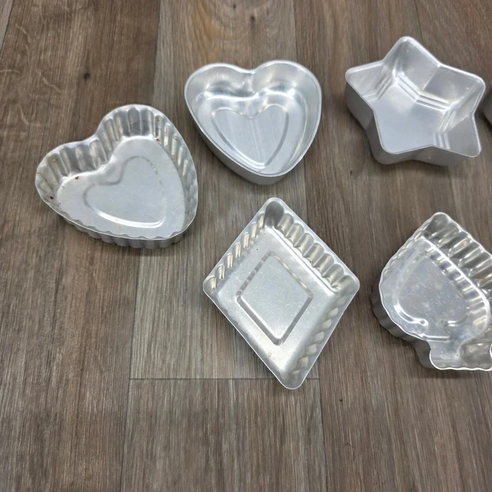 Vintage Aluminum Mini Cake Jello Molds Stars Hearts Playing Card Suits Set‎ of 8